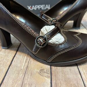 X-Appeal Women's Chocolate Brown Heels with Strap Detail